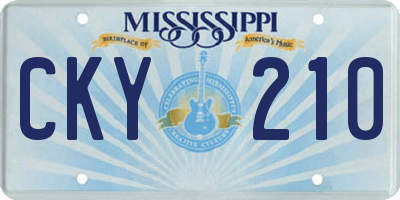 MS license plate CKY210