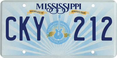 MS license plate CKY212