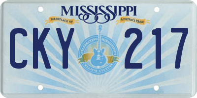MS license plate CKY217