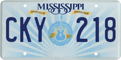 MS license plate CKY218