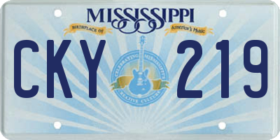 MS license plate CKY219