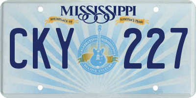 MS license plate CKY227