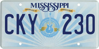 MS license plate CKY230