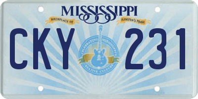 MS license plate CKY231