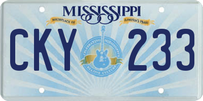 MS license plate CKY233