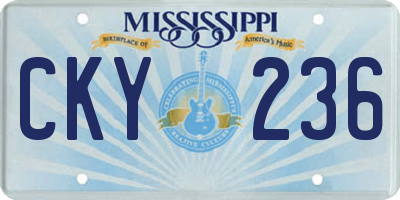 MS license plate CKY236