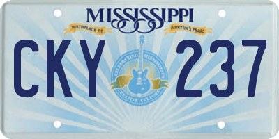 MS license plate CKY237