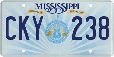 MS license plate CKY238
