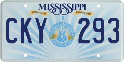 MS license plate CKY293