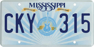 MS license plate CKY315