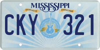 MS license plate CKY321