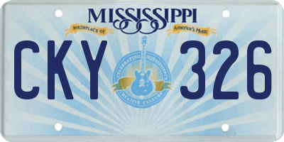 MS license plate CKY326
