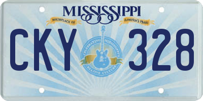 MS license plate CKY328