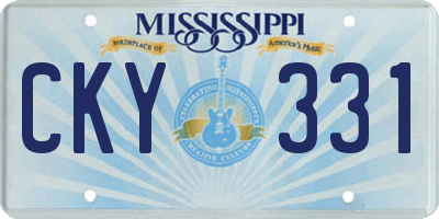 MS license plate CKY331