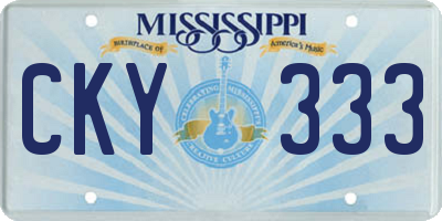 MS license plate CKY333