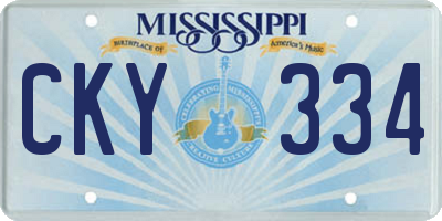 MS license plate CKY334
