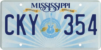 MS license plate CKY354