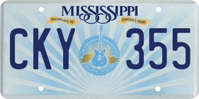 MS license plate CKY355