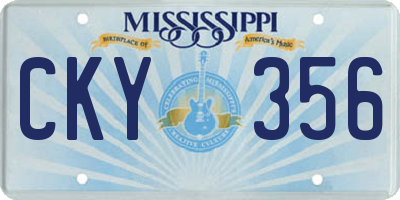 MS license plate CKY356