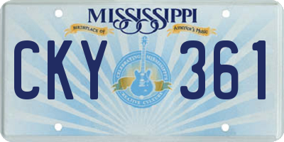 MS license plate CKY361