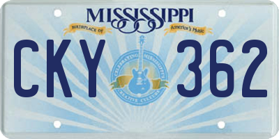 MS license plate CKY362