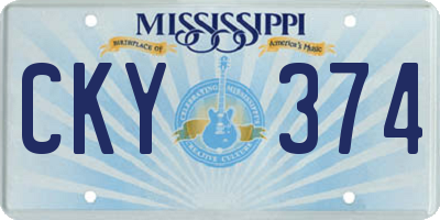 MS license plate CKY374