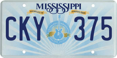 MS license plate CKY375