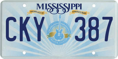 MS license plate CKY387
