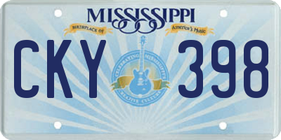 MS license plate CKY398