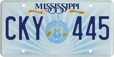 MS license plate CKY445