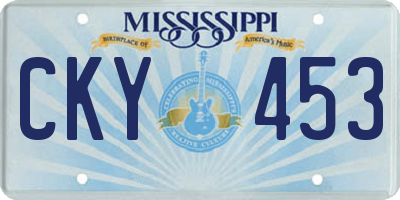 MS license plate CKY453