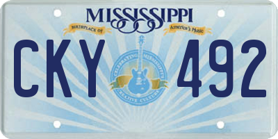MS license plate CKY492