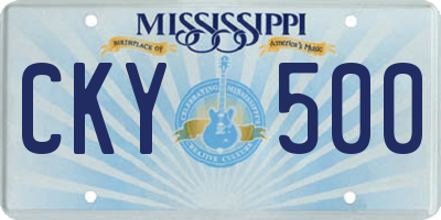 MS license plate CKY500