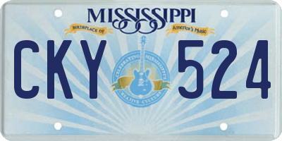 MS license plate CKY524