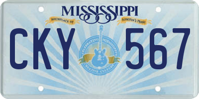 MS license plate CKY567