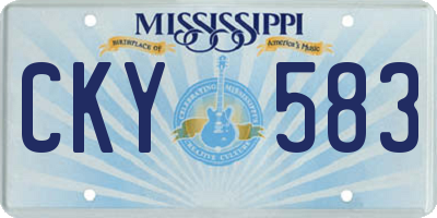 MS license plate CKY583