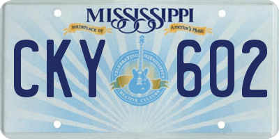 MS license plate CKY602