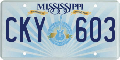 MS license plate CKY603