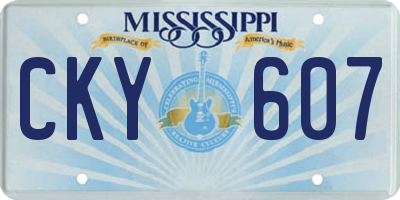 MS license plate CKY607