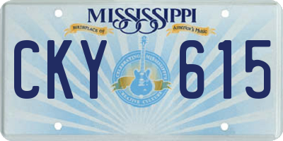 MS license plate CKY615