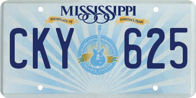 MS license plate CKY625