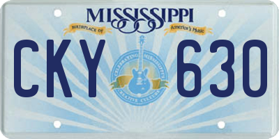 MS license plate CKY630