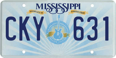 MS license plate CKY631