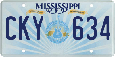 MS license plate CKY634