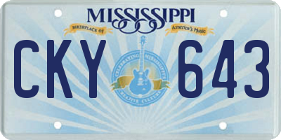 MS license plate CKY643