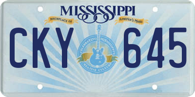 MS license plate CKY645