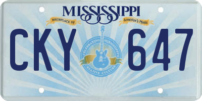 MS license plate CKY647