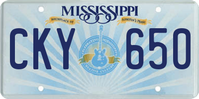 MS license plate CKY650