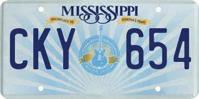 MS license plate CKY654