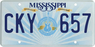 MS license plate CKY657